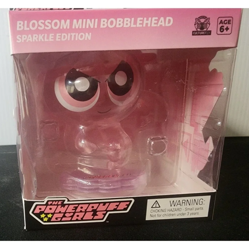CultureFly Powerpuff Girls Blossom Buttercup Bubbles Glitter Bobble Head Figures